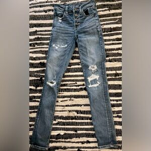 American Eagle size 00, Women's Blue Distressed Jeans